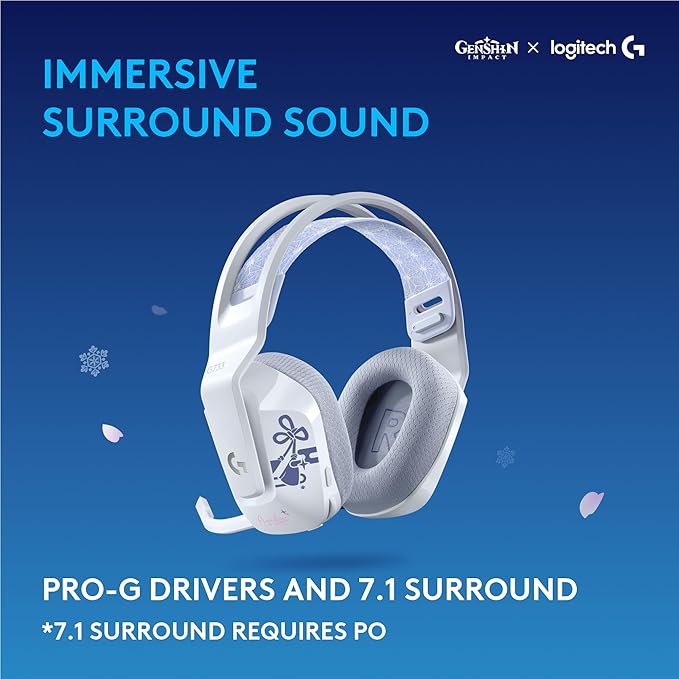 Logitech G733 Lightspeed RGB Wireless Gaming Headset with Suspension Headband Kamisato Ayaka Special Edition LIGHTSYNC RGB Blue Voce mic Technology and PRO-G Audio Drivers