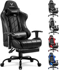 Gaming Chair with Footrest Ergonomic High-Back PU Leather Computer Chair with 3D Adjustable Armrests Headrest and Lumbar Support Office Desk Chair with Diamond Stitching for Adults &amp Teen