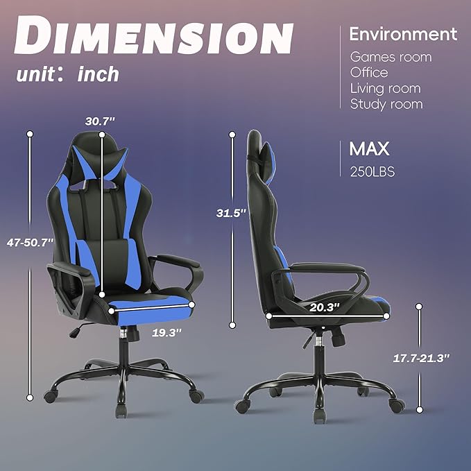 Cheap Gaming Chair PC Chair Ergonomic Office Chair Computer Chair Video Game Chairs for Kids Silla Gamer Chair with Headrest and Lumbar Support Massage Chair Gaming Chairs for Adults Comfy Chair