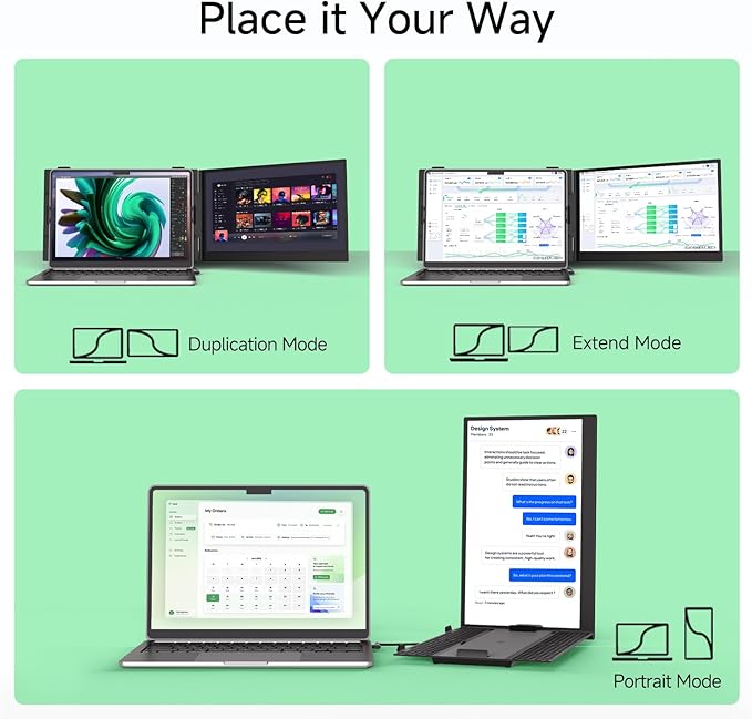 Laptop Screen Extender - 14” Ultra Thin and Light Travel Monitor for Laptop FHD 1080P Portable Second Monitor IPS Screen Display Plug &amp Play for Mac Windows Android iOS
