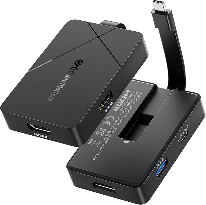 [Designed for Microsoft Surface] Cable Matters 4-in-1 USB C Hub HDMI 4K@60Hz 100W Charging 10Gbps USB and USBC Compatible with Surface Pro/Laptop/Book with USBC or Thunderbolt 4