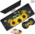 Large Gaming Mouse Pad 31.5x11.8 Inch Keyboard Pad + Ergonomic Wrist Rest Pad and Coaster with Non-Slip 3-Piece Desk Supplies Set Sunflower You are My Sunshine Design for Gamers/Office/Study