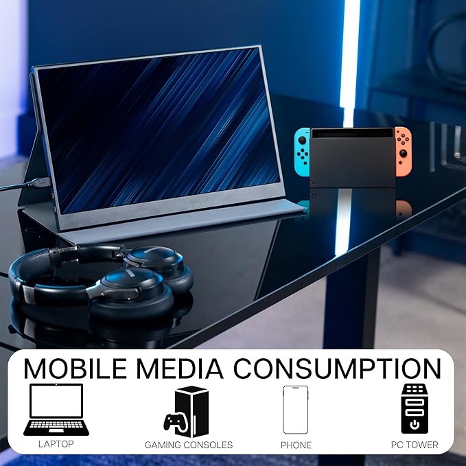 VIVO 15.6 inch Portable Monitor with Laptop Screen Extender Holding Bracket Fits Laptops up to 18.5 inches Black STAND-PM01M