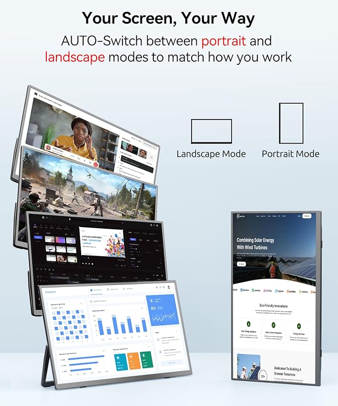 Wireless Portable Monitor for Laptop 23.8 Portable Monitor with Battery-1080P FHD Second Screen for Home &amp Office AirPlay &amp Miracast Casting No Cables or Drivers Needed