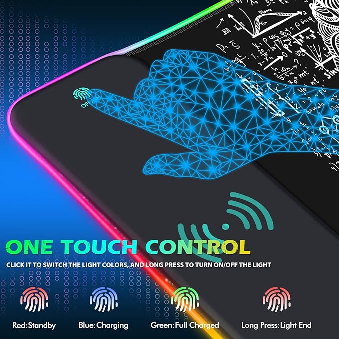 ToLuLu RGB Gaming Wireless Charging Mouse Pad 7.5/10/15W 10 Light Modes LED Mouse Pad Computer Keyboard Mat Mousepad 800x300x4MM Extended Large Desk Mat for Gaming MacBook Laptop PC Human Brain