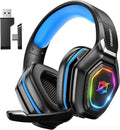 Ozeino 2.4GHz Gaming Headset Wireless with Flip Mic for Ps5 Ps4 PC Gaming Headphones with RGB Light 40Hr Battery Bluetooth Headset for Laptop Mobile Mac
