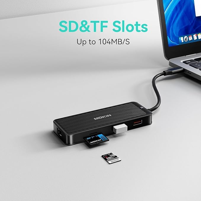 MOKiN USB-C Hub 9-in-1 USBC Dock Dual 4K HDMI USB C to USB Adapter 1 Gbps Ethernet Hub 100W Power Delivery SD Card Reader for MacBook Pro XPS and More