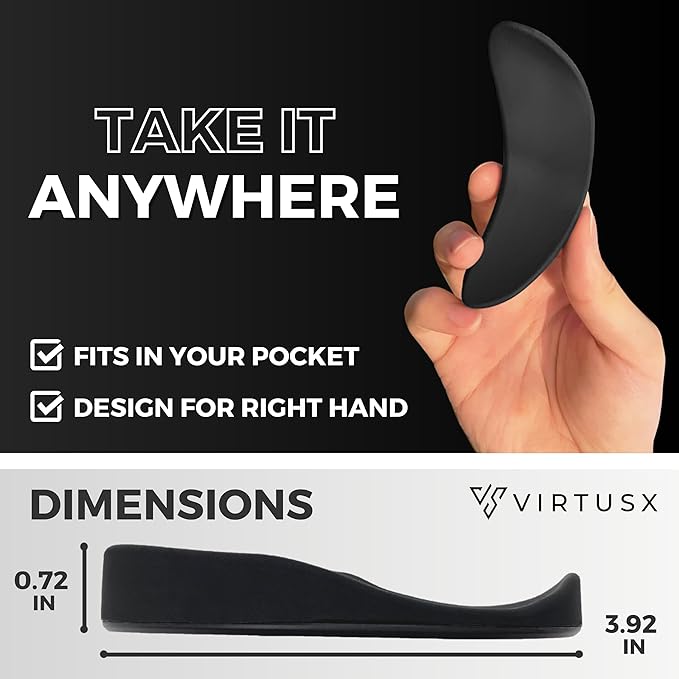 Virtusx Ergonomic Mouse Wrist Rest Gliding Palm Wrist Support Sliding Wrist Pad for Office Work Gaming Coding. Designed for Carpal Tunnel Syndrome and Pain Relief (Black)