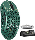 MAMBASNAKE M5 Ultra Carbon Fiber 8000Hz Wireless Gaming Mouse 39g Superlight 42000DPI PAW3950MAX Sensor Nordic 52840 Chip Bluetooth/2.4G/USB-C Wired Mice with Coiled Cable for PC/Mac (Green)