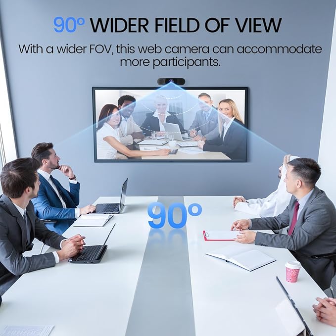 EMEET 1080P Webcam with Microphone C960 Web Cam 2 Mics 90° FOV USB Type-A &amp A-to-C Adapter Plug&ampPlay Computer Camera for Online Calling Zoom/Teams/Facetime Switch 2 Camera Support 2025