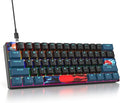 Protable 60% Percent Gaming Keyboard Mechanical Mini Compact Backlit 61 Keys Wired Office Keyboard with Red Switch for Mac/Win (Monstor Black/red Switch 61)