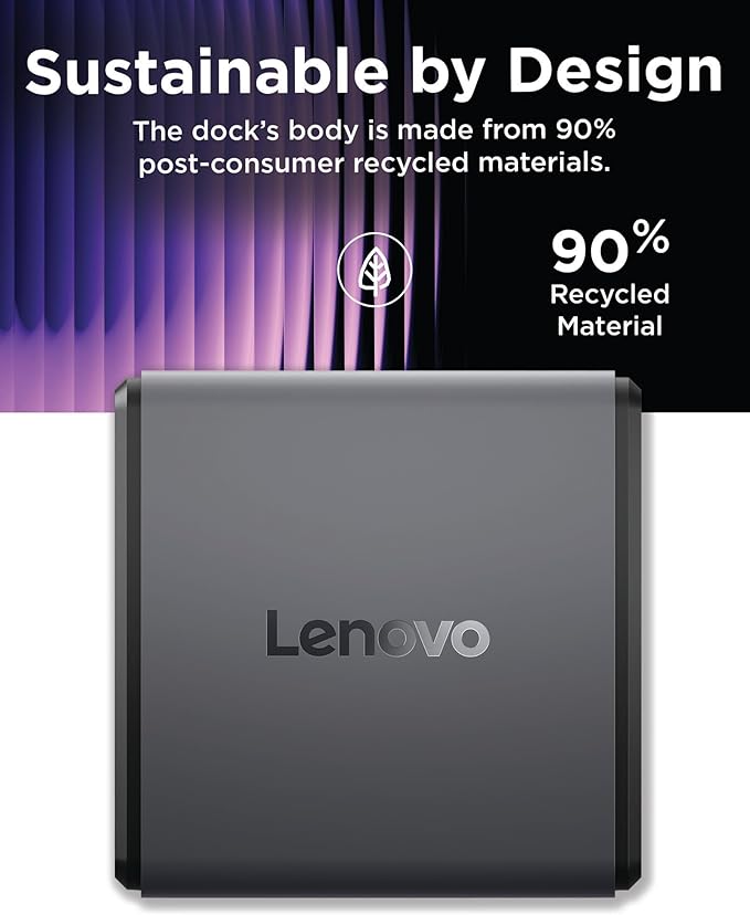 Lenovo GaN Charging Dock Multiport Docking Station w/ 60W PD HDMI USB-C USB-A Micro SD Power Adapter &amp Dock in One Compact Design Sustainable Materials Home Office Gaming Dock Stand Conso