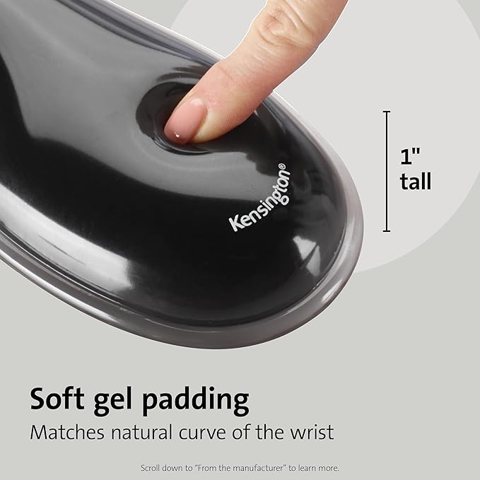 Kensington Duo Gel Wrist Rest for Keyboard Wrist Pad for Keyboard Ergonomic Keyboard Wrist Pad Computer Keyboard Pad with Wrist Support Cooling Gel Non-Skid Backing Blue K62397AM 19 x3.7