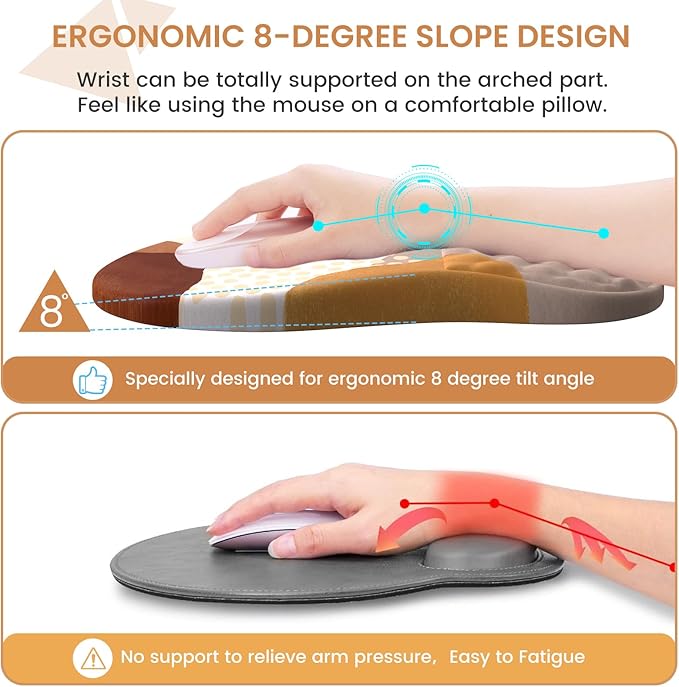 Large Mouse Pad with Wrist Rest and Keyboard Pad Desk Pad Mat Set 4PCS Carpal Tunnel Boho Mousepad with Wrist Support Combo XXL Computer Office Desk Matt for Desktop Laptop Brown Coffee