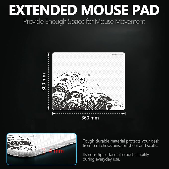 X-Raypad Aqua Control Plus Wave Gaming Mouse Pad Ultra-High Precision Mouse Pad with Perfect Speed and Control Capability Consistent X and Y Glide Designed for Fps Players with Low DPI Requirements