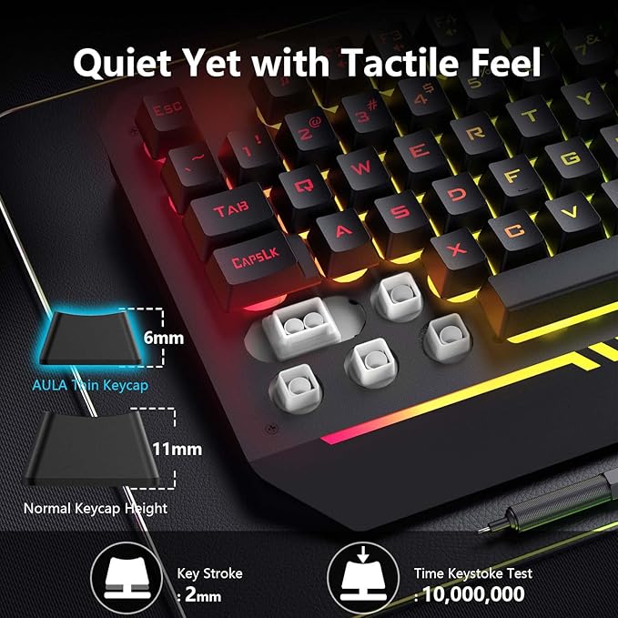 AULA Gaming Keyboard T102 104 Keys Gaming Keyboard and Mouse Combo with RGB Backlit All-Metal Panel Anti-Ghosting PC Game Keyboard and Mouse USB Wired Keyboard Mouse for MAC Xbox PC Gamers