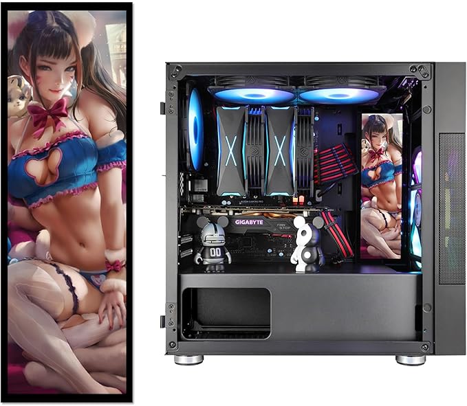 Vetroo Display Board w/LED Lights for Computer PC Case Decor Full HD 2K Multi-Mode Function 9.8 x 3.1 (Vertical A6)