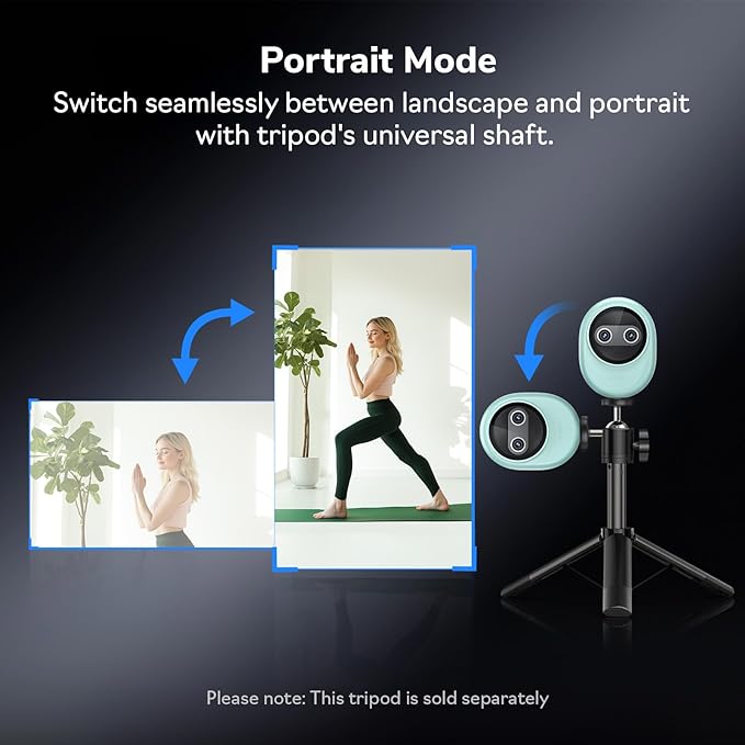 EMEET Piko 4K Webcam for Streaming World’s 1st Dual-Camera AI-Powered 4K Camera w/AI Autofocus 3 Mics Array&amp3 Sound Modes USB Webcam with Clip Great for Streaming Desk Setup