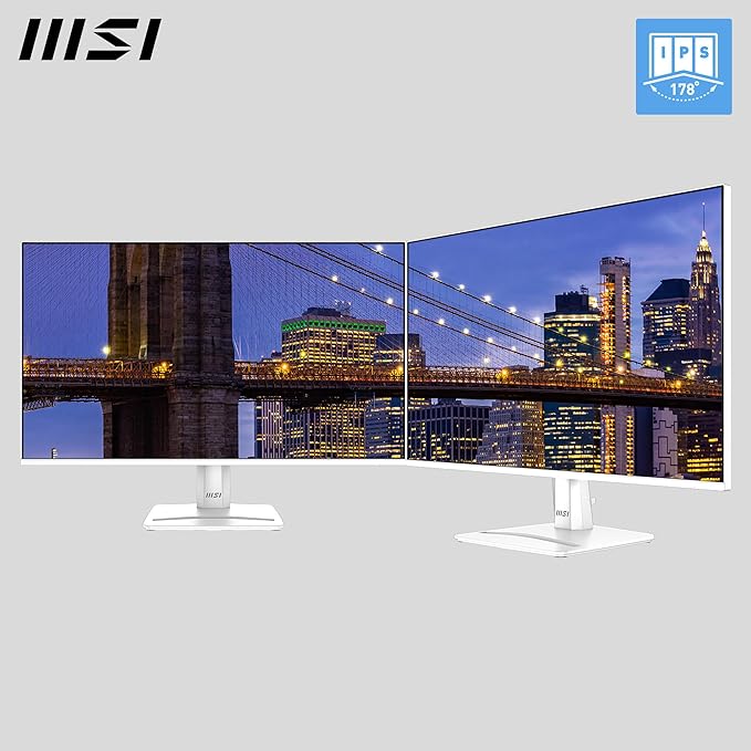 msi PRO MP275W E2 27-inch IPS 1920 x 1080 (FHD) Gaming Office Monitor 120Hz Free-Sync HDMI DisplayPort VGA Port VESA Mountable Tilt Speaker 4-Side Slim Bezel 1ms White