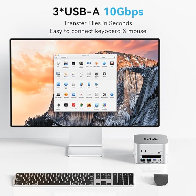 ACASIS 40Gbps Mac mini M4 Dock &amp Stand with Dual-Bay NVMe SSD Enclosure Aluminum DP Hub for Mac mini M4 and M4 Pro 2024 4K60Hz DP 3X10G USB A PD 30W SD/TF 4.0 Support Dual SSD B+M M-Key