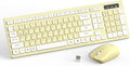 Wireless Keyboard and Mouse Combo Full-Sized Wireless Keyboard and Adjustable DPI Mouse 2.4GHz USB Receiver Keyboard and Mouse for PC Windows Desktop Laptop (Canary Yellow)