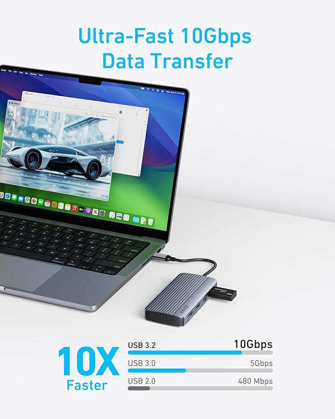 Anker 7-in-1 USB-C Hub Dual Monitor USB C Docking Station Dual HDMI Display 85W Max Output 10Gbps Data Transfers for Dell XPS ThinkPad T14 Gen2 and More