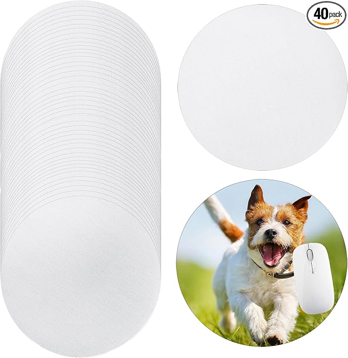 Nicunom 40 Pcs Sublimation Mouse Pad Blanks Round Mouse Pad Heat Press Printing Crafts Mousepads DIY Personalized Mouse Pads Anti-Slip Rubber Small Mouse Mat for Office Laptop Computer Gaming