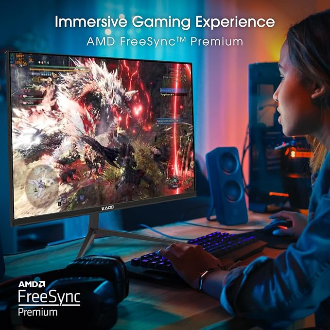 Kado Dual Gaming Monitor Setup - 2-Pack 27 165Hz 1ms 1920x1080 Flat Screen Computer Monitor Parallel Gaming AMD FreeSync Premium Panoramic VESA Mount HDMI DisplayPort Built-in Speakers