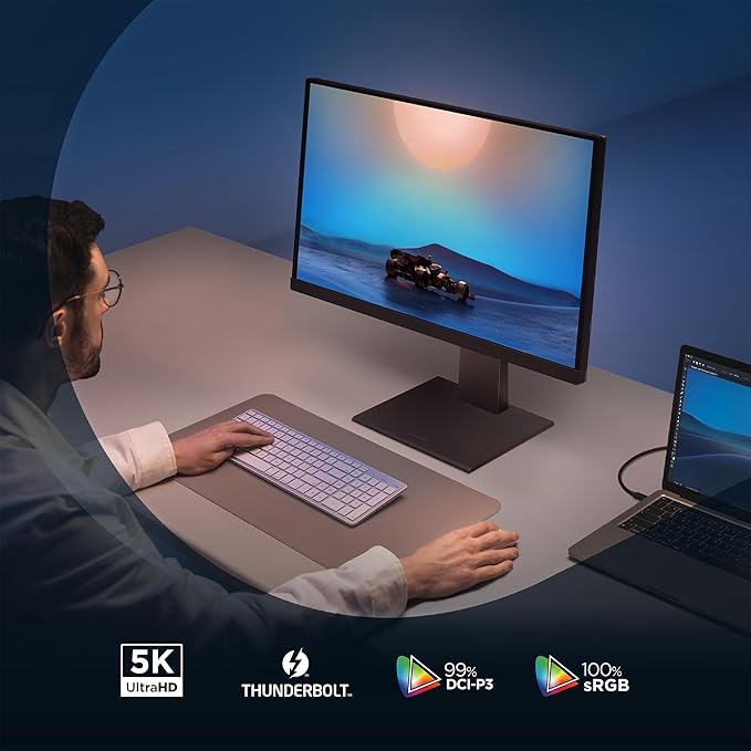 ViewSonic VP2788-5K 27 5K Mac-Ready Monitor with 100% sRGB 99% DCI-P3 Pantone Validated Advanced Ergonomics Thunderbolt 4 USB Hub HDMI and DP for Home and Office