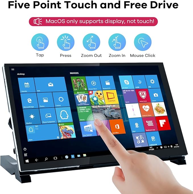 7 Inch IPS LCD Touch Screen Raspberry Pi Monitor Display 1024×600 Capacitive Screen HDMI Monitor Compatible with Raspberry Pi 5/4B/3B+ BB Black Windows 10 8 7