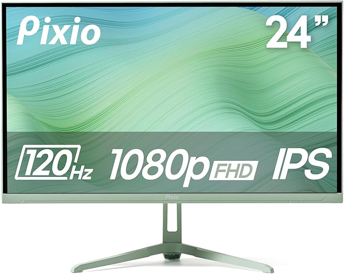 Pixio PX246 Wave Mint Green 24 inch 120Hz Refresh Rate FHD 1080p Resolution IPS Panel 4ms GTG Response Time Gaming Monitor PS1S Wave Mint Green Single Monitor Arm