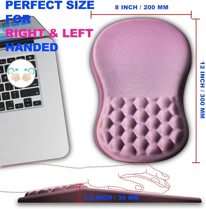 Mouse Pad Wrist Support Ergonomic Mouse Pad with Massage Dot Comfortable Computer Mouse Pad for Laptop Wrist Rest Pain Relief Mousepad with Non-Slip PU Base for Office &amp Home 12 x 8 in