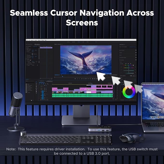 UGREEN 10 Gbps USB-C Switch Support File Sync &amp Cross-Screen Drag USBC 3.2 Switch 2 Computers Share 4 USB 3.2 Gen 2 Ports USB Switcher Selector Sharing Keyboard and Mouse with Controller