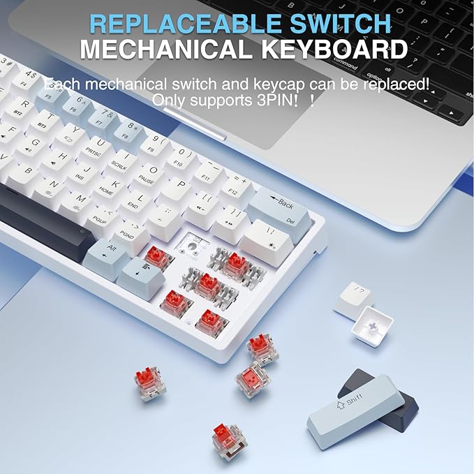 SOLAKAKA SK961 Wireless Mechanical Keyboard with RGB BacklightTri-Mode BT5.0/Wired/2.4GHz 60 Percent Wireless Gaming KeyboardRed Switch