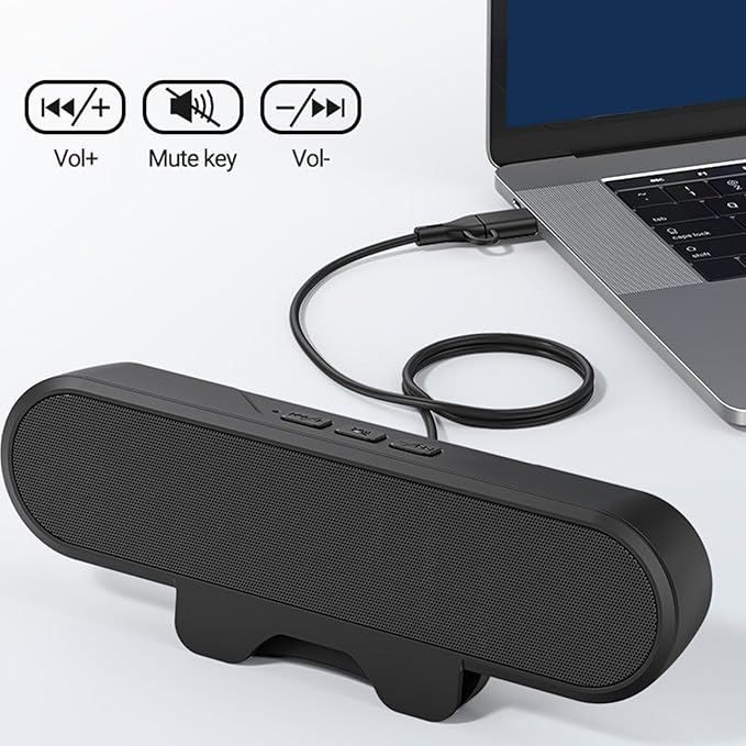 SUNGOOYUE Computer Speakers with Clamp Mount USB Powered 10W Stereo Sound for Desktop Monitor Space Saving USB C Connectivity PC Laptop Workstation