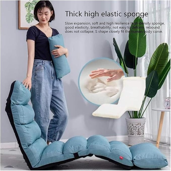 ELEFOCUS Folding Sofa Chair Removable and Washable Lazy Sofa Multifunctional Adjustment Ergonomics Floor Chair(Green)