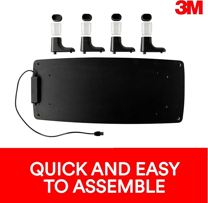 3M Adjustable Monitor Stand with 4-Port USB Hub Black Great for Computer Monitors Laptops TVs Speakers Printers and More