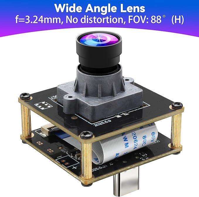 ELP High Speed USB3.0 Camera Module 1080P/230fps 4K/60fps 12MP/30fps Mini UVC USB3.0/2.0 Lightburn Cameras for Windows Linux Mac Pi Wide Angle 88°(H) IMX577 Webcam Board for PC Jetson Nano