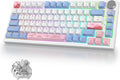 400PRO 75% Wireless Creamy Mechanical Keyboard Pink Gasket Hot Swappable RGB Gaming Keyboard Bluetooth/2.4GHz/USB-C Cute Key Board with Pre-lubed Cream Grey Switches (82 Pink White)