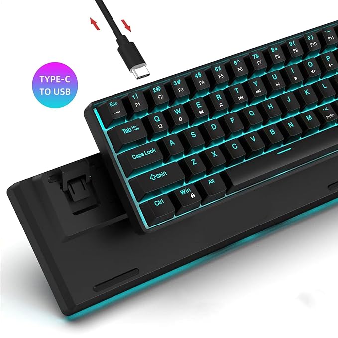 ciciglow Gaming Keyboard Wired Mechanical Keyboard Backlit 68 Keys Blue Switch Computer Keyboard for OS X and for Linux