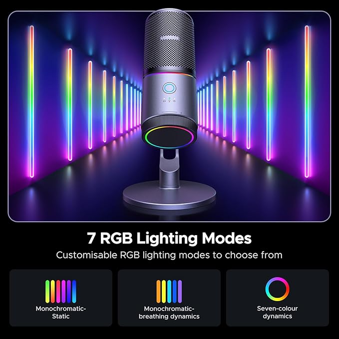 UGREEN 2K Webcam Full HD 1080P Webcam for PC Web Camera with Autofocus Privacy Cover Dual Noise Cancelling Mics Bundle with Microphone for PC USB Mic with RGB Lights Mute Button 24bit/96kHz