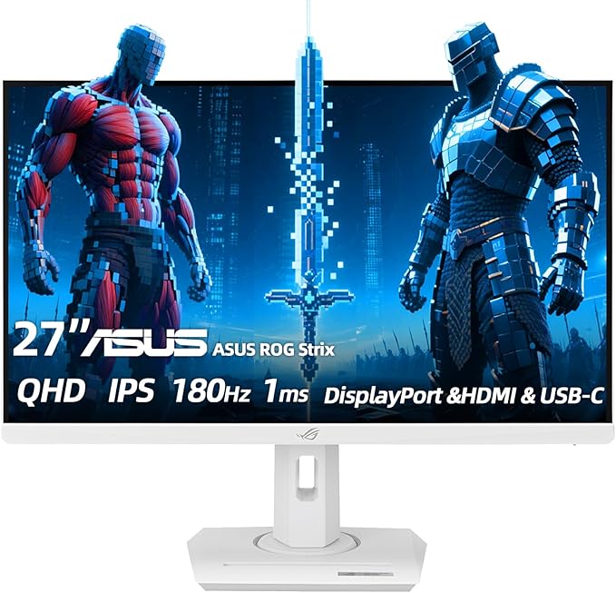 ASUS ROG Strix 27 2K HDR Gaming Monitor - QHD (2560 x 1440) 180Hz 1ms Fast IPS DCI-P3 95% ELMB G-Sync Compatible AI Gaming DisplayPort &amp HDMI &amp USB-C Height/Tilt/Pivot/Swivel VESA