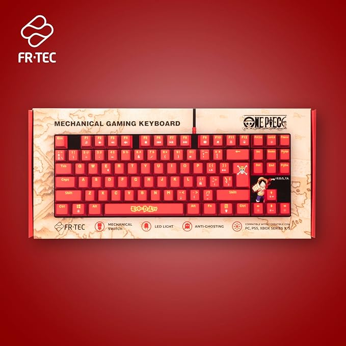 FRTEC - TKL Wired Mechanical Keyboard One Piece Luffy Touch Brown Anti-Ghosting Compatible with PC Mac PS5 Switch Xbox Series X/S (QWERTY) (One Piece Keyboard)
