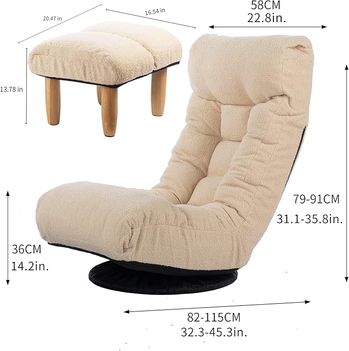 Multifunctional Folding Lazy Sofa Chair with Footrest Adjustable Back and Headrest Japanese Style Ideal for Home Office and Balcony