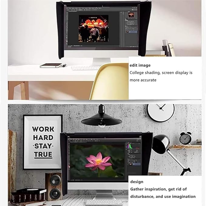 Desktop Computer Monitor Hood Portable Video Monitor Hood Sunshade Sunhood 16-27 in AdjustablePrivacy Protectionfor Office Playing Games ﻿ ﻿