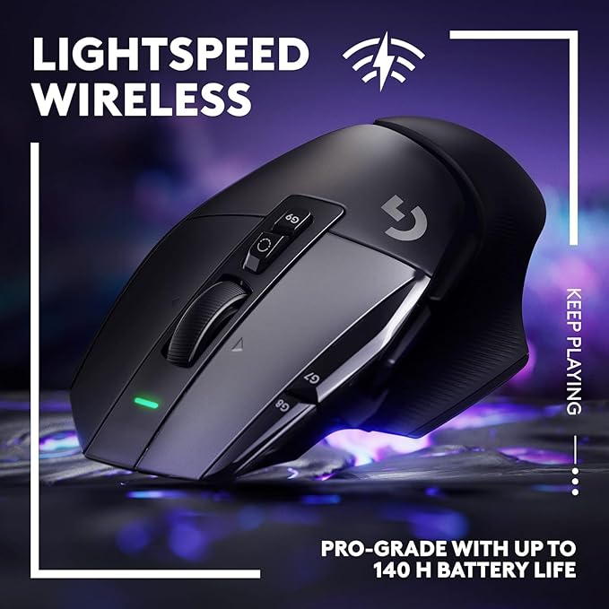 Logitech G502 X Lightspeed Wireless Gaming Mouse - LIGHTFORCE Hybrid Optical-Mechanical switches Hero 25K Gaming Sensor Compatible with PC - macOS/Windows - Black (Renewed)