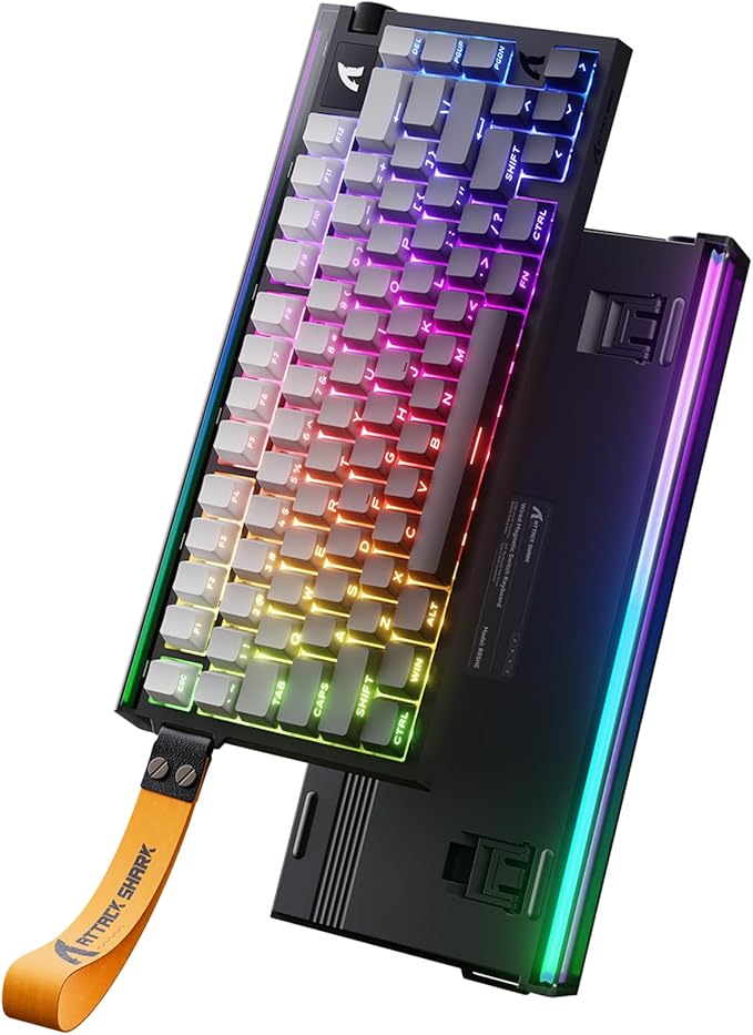 ATTACK SHARK R85 HE Wired 75% Rapid Trigger Mechanical RGB Gaming Keyboard with Custom Lightbox8KHz Polling Rate0.005mm RT Accuracy0.08MS LatencyHall EffectMagnetic SwitchDriver for PC-Moonlight