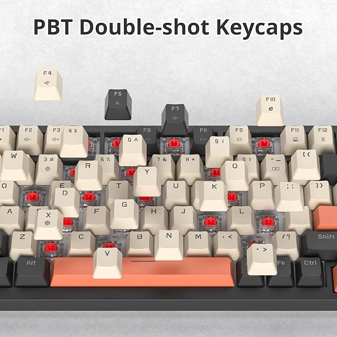 75% Mechanical Gaming Keyboard - Retro Gasket Mount Hot Swappable RGB Backlit TKL Custom Keyboard for PC Laptop Windows Gamers (Carbon)