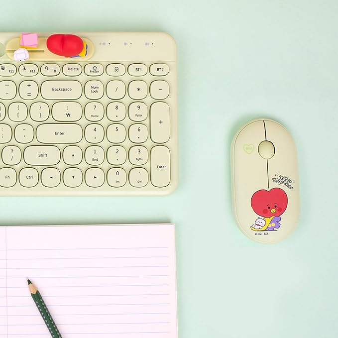 BTS Inspired Characters Multi Pairing Wireless Mouse Little Buddy Baby Better Together Edition All in Their Own Cute Style &amp Colors (RJ)