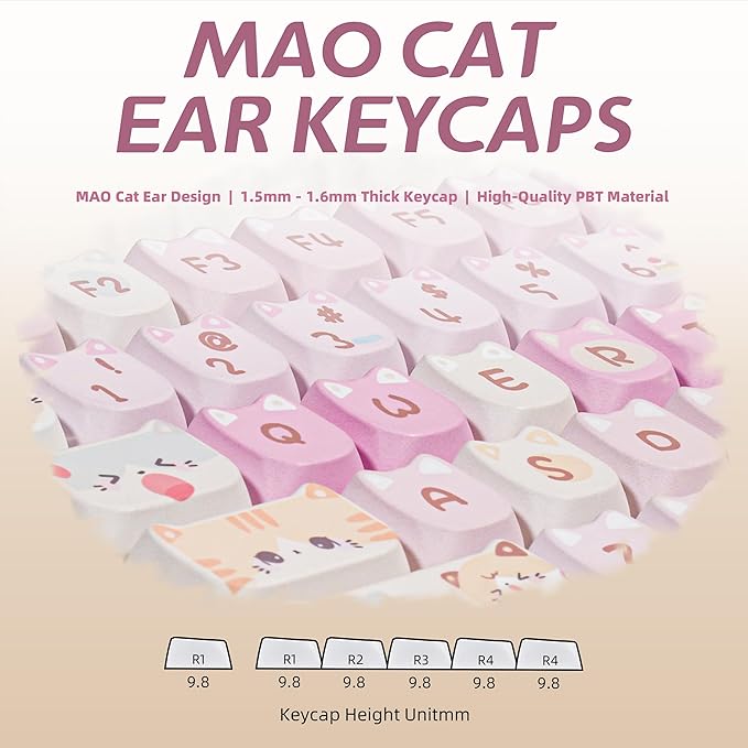 ZORNHER ZH100 Wireless Cat Mechanical Keyboard98% Pink Cute Creamy Keyboard with Number PadFull Size Girly Kitty Gaming KeyboardMeow Meow Squad KeycapsSilent Quiet SwitchesHot-Swappable